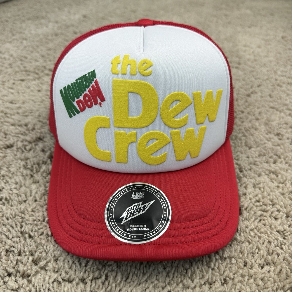 Mountain Dew Hat The Dew‎ Crew Trucker Foam Mesh Snapback Lids X Red White Cap